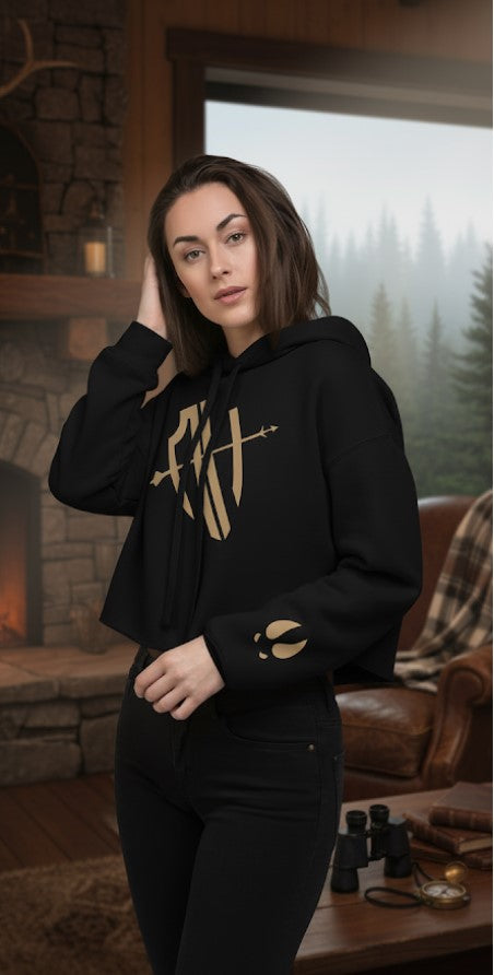 Classic Avid Hunter Elk Print Crop Hoodie