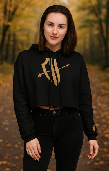 Classic Avid Hunter Elk Print Crop Hoodie